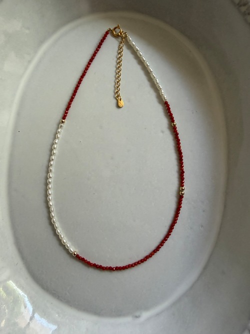 Coral & Pearl Layered Necklace  A B
