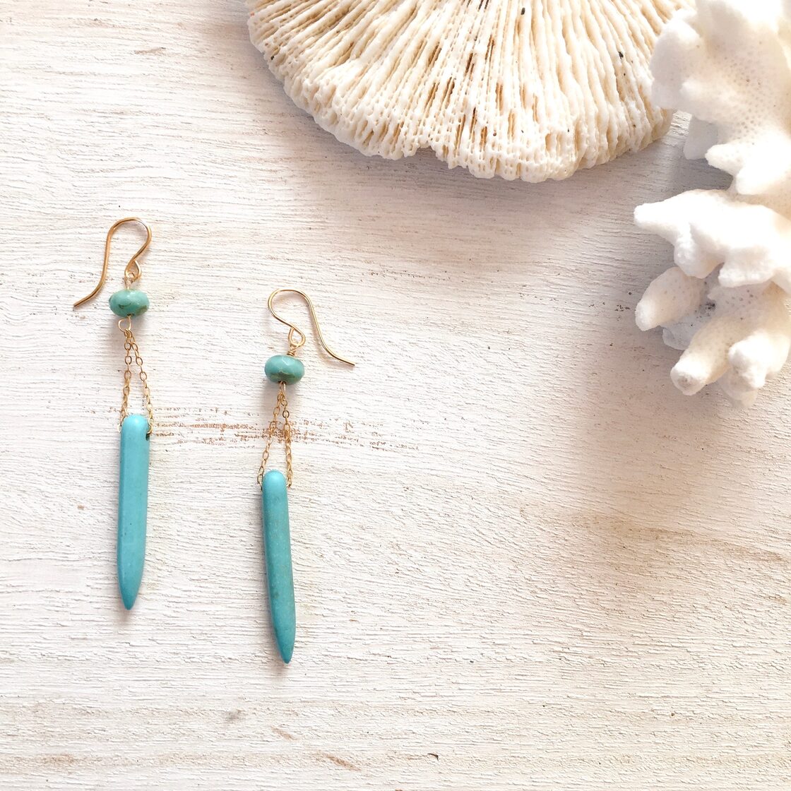 14KGF Turquoise PE【K14ゴールドフィールド ロケットターコイズピアス 