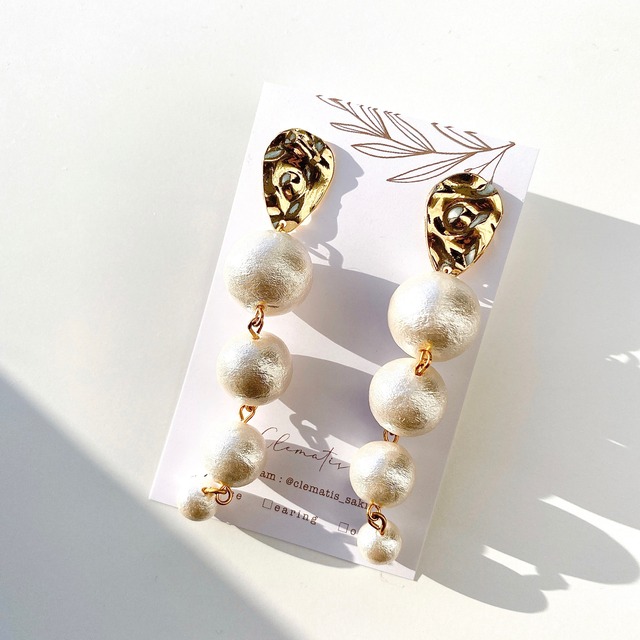 ◇P-8 ロングパールピアス