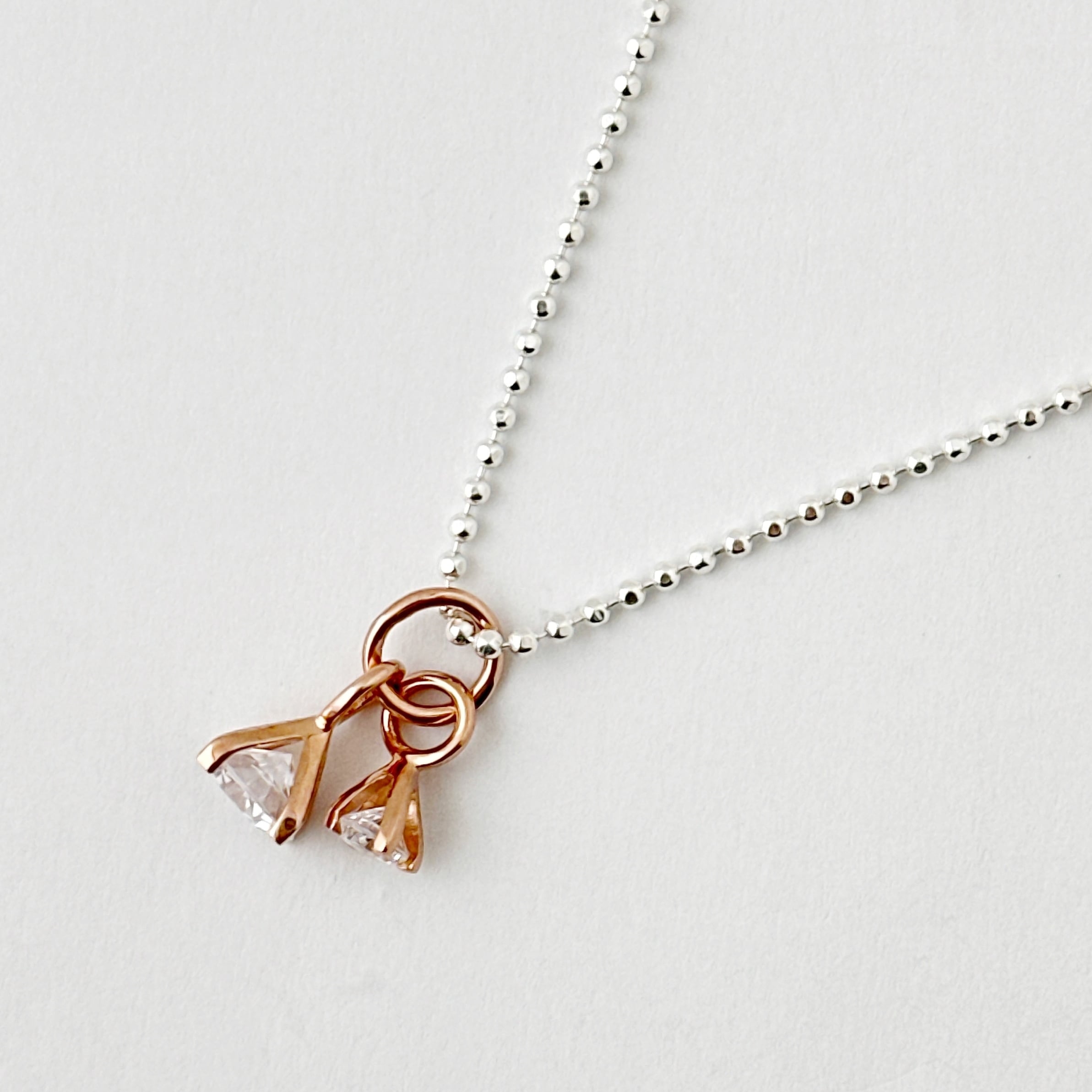 Pink Gold Coating 2粒のジルコニア ネックレス | 【公式通販】鎌倉の