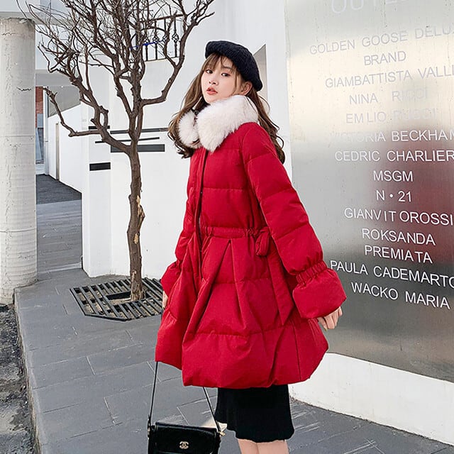 全3色 レディース アウター ダウンジャケット ウエストリボン ベルト