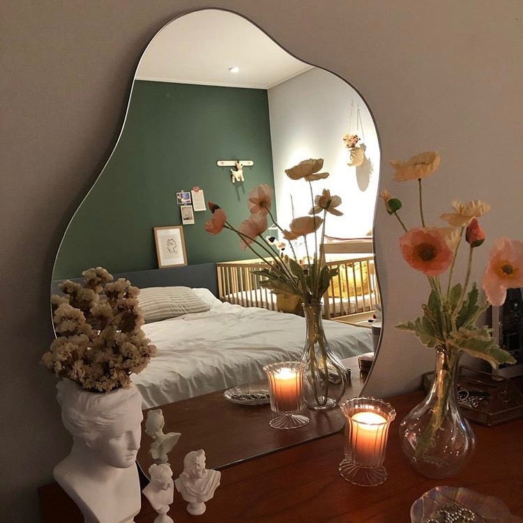 大きめウェーブミラー wave mirror M size / ウェーブミラー 変形 鏡 韓国 インテリア