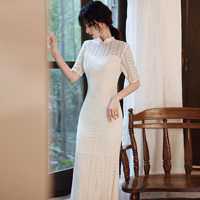 【パーティードレス】 パーティードレス 白 マーメイド 結婚式 チャイナ 袖あり おしゃれ レディース マーメイド ロング お呼ばれドレス 結婚式のお呼ばれ 着痩せ 体型カバー ワンピース エレガント シンプル ワンピース 20代 30代 40代 50代 成人式 同窓会 卒業式 入学式 卒園式 入園式 謝恩会 婚活 食事会 顔合わせ 演奏会 発表会 体型カバー フォーマルドレス 結婚式フォーマル お呼ばれ フォーマルワンピース ホワイト 白 XS S M L XL 2XL 3XL