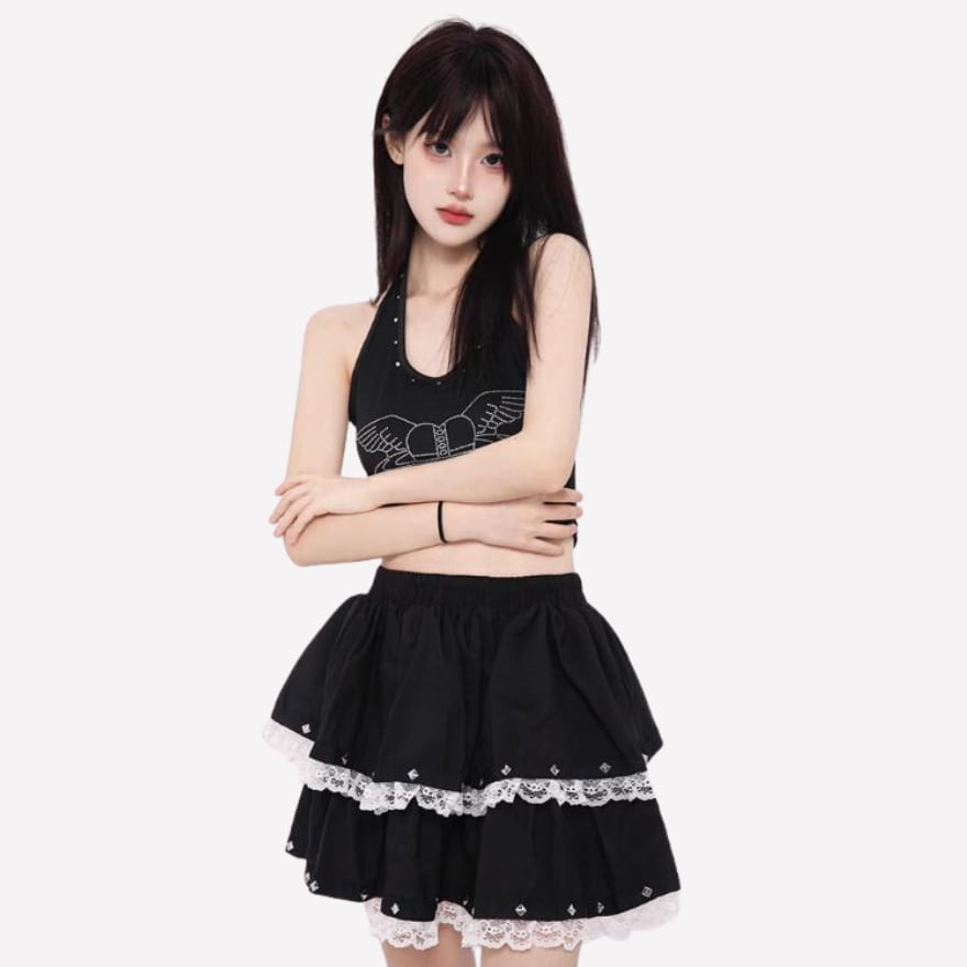 ゴスロリ通販 With U ミニスカ レース ストリート系 病み可愛い 原宿ファッション 地雷系 ゴシック