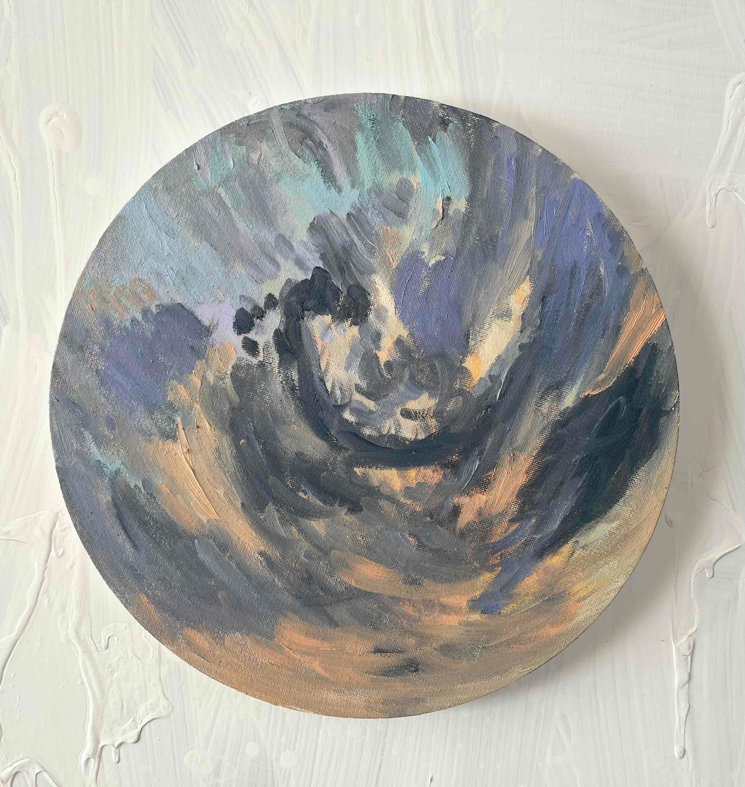 アクリル・ガッシュ 抽象アート 円形 20cm 抽象絵画 20cm正方形キャンバスにアクリル画 | Pay ID