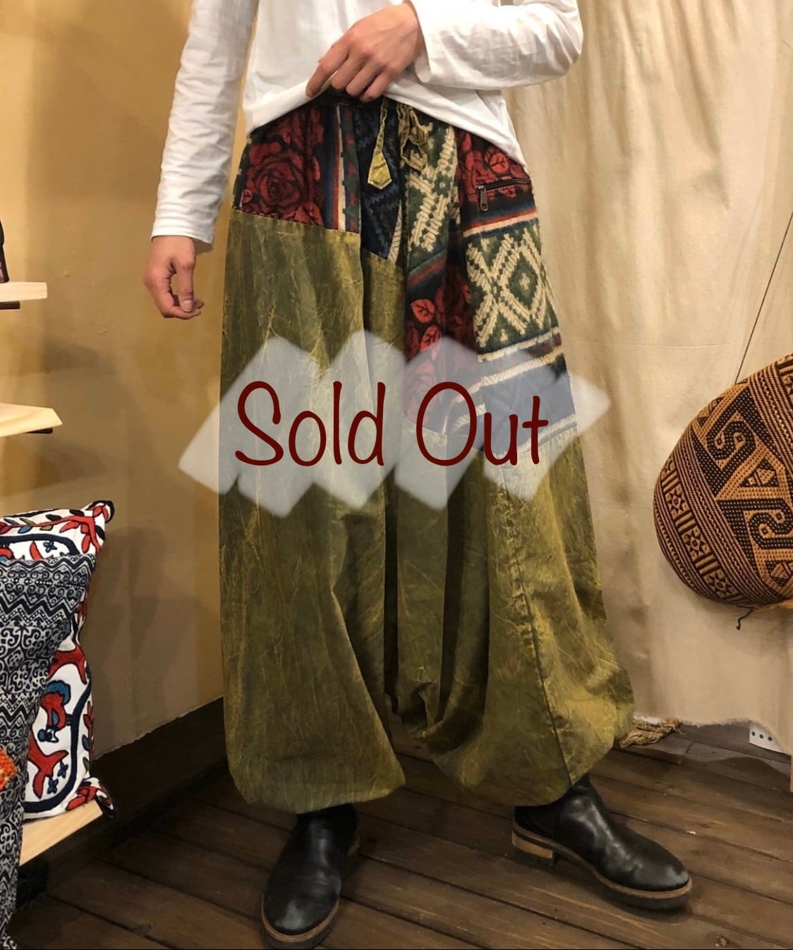 ストーンウォッシュ織生地付サルエルパンツ 20N34 | PemptiHouse