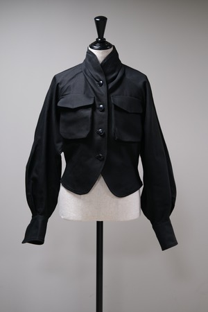 【Mame Kurogouchi】cotton linen twill short jacket - black