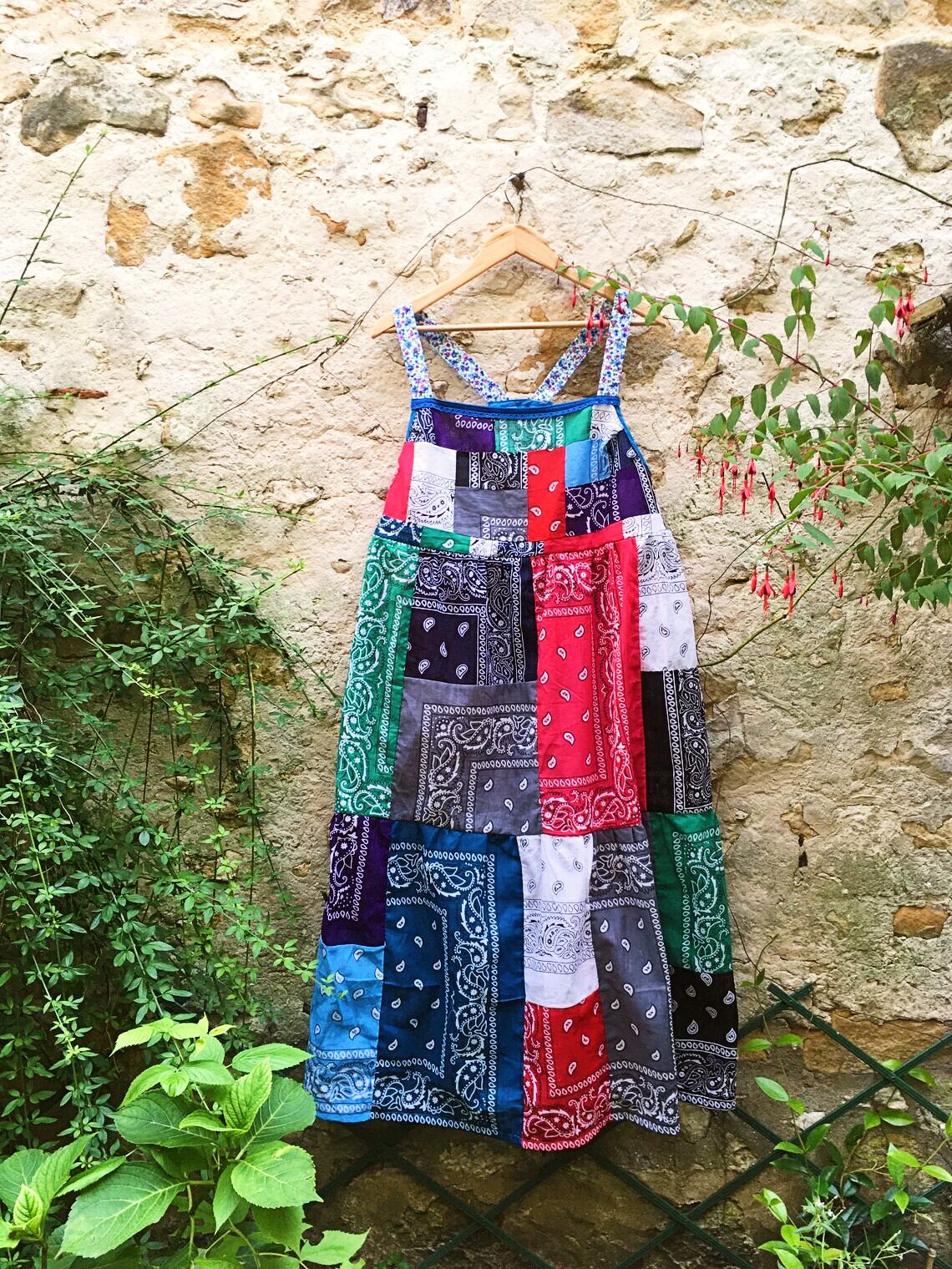バンダナ パッチワーク ワンピース オーバーサイズ upcycling フランス