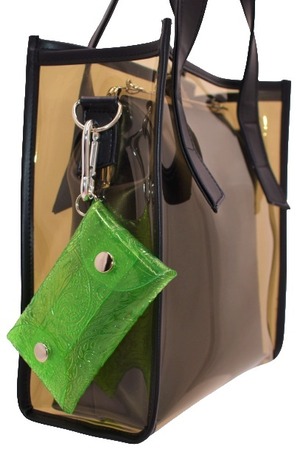 エンボス (ペイズリー柄) クリアケース 小物 透明 持ち運び (ミルク) カラビナ付 ポーチ 工房 手作り 日本製 エコパッケージ MX-0025-212