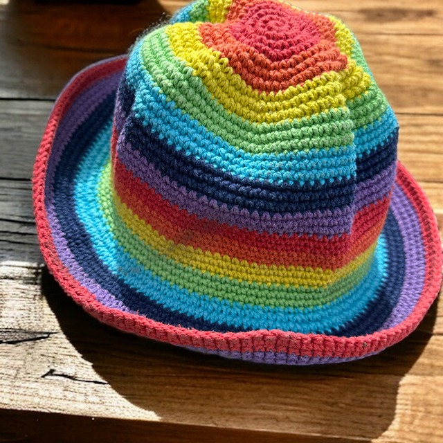 【LADIES&KIDS】rainbow crochet hat size:FREE