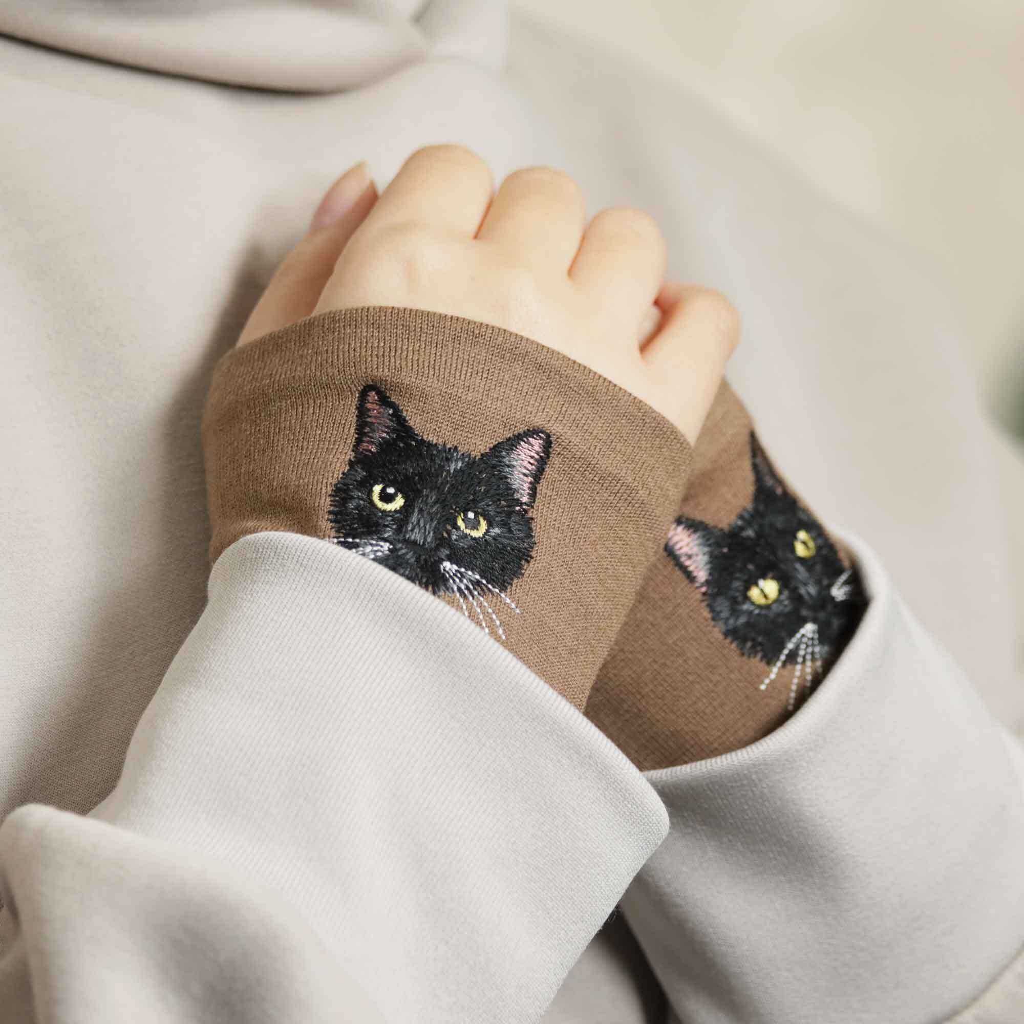 猫リストマフラー】黒猫／一度使うと手放せない気持ち良さ／ウール100