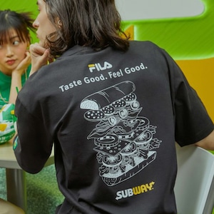 [FILA X SUBWAY] Drawing sandwich T-shirts black 正規品 韓国 ブランド 半袖 T-シャツ