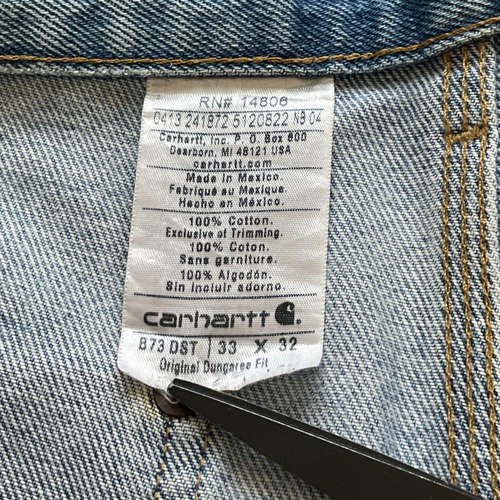 襤褸メキシコ製 デニム ダブルニー Carhartt B73 DST 33×32 詳細写真11