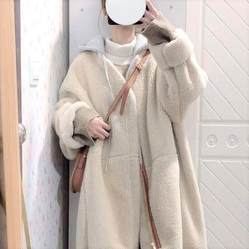 あったか ボア ロングコート フード付き もこもこ ダボかわ アウター フェミニン カジュアル 可愛い 愛され Lamitte Deco トレンド 韓国ファッション ショップ Base店