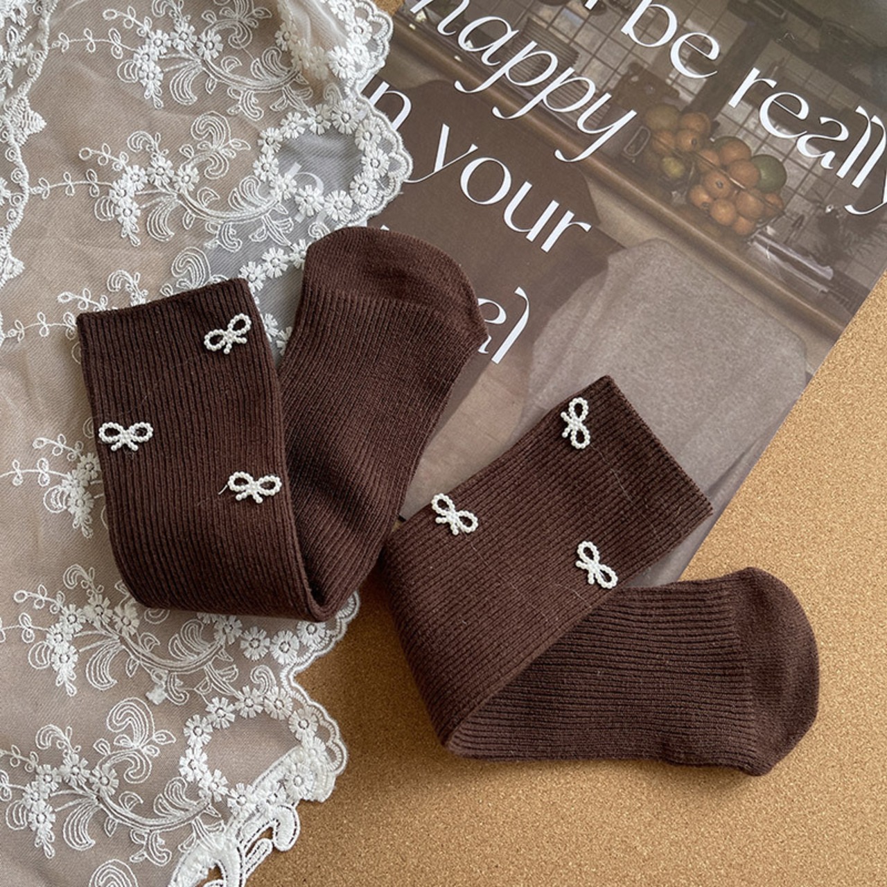 GOODSパール蝶結びデザインソックス