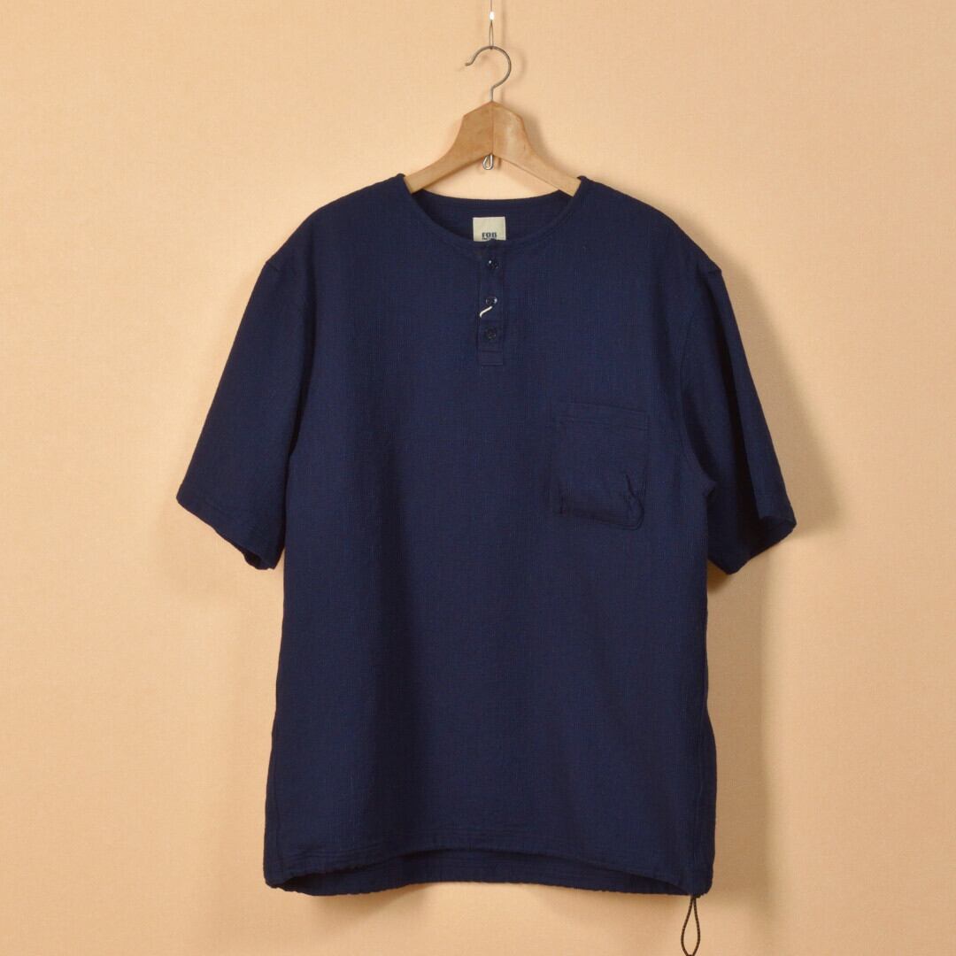 FOB FACTORY エフオービーファクトリー F3493 インディゴワッフルT【メンズ】インディゴの経年変化が楽しめるヘンリープルオーバー【送料無料】