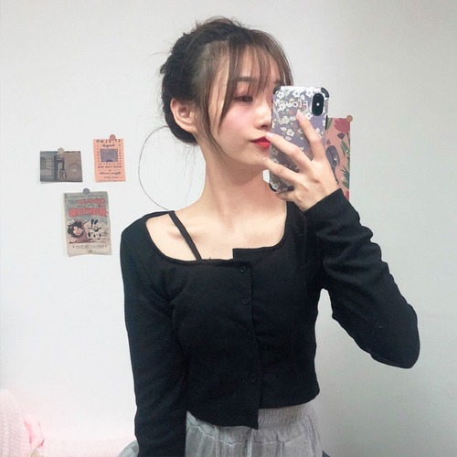 ✞ ♡スリムソリッド カラーTシャツ トップス ロング ソリッドカラー スクウェア ✞ゴスロリ SM ミリ 甘ロリ クラロリ 和ロリ エレガント 黒ロリ 姫ロリ 華ロリ BB-BB9308291684