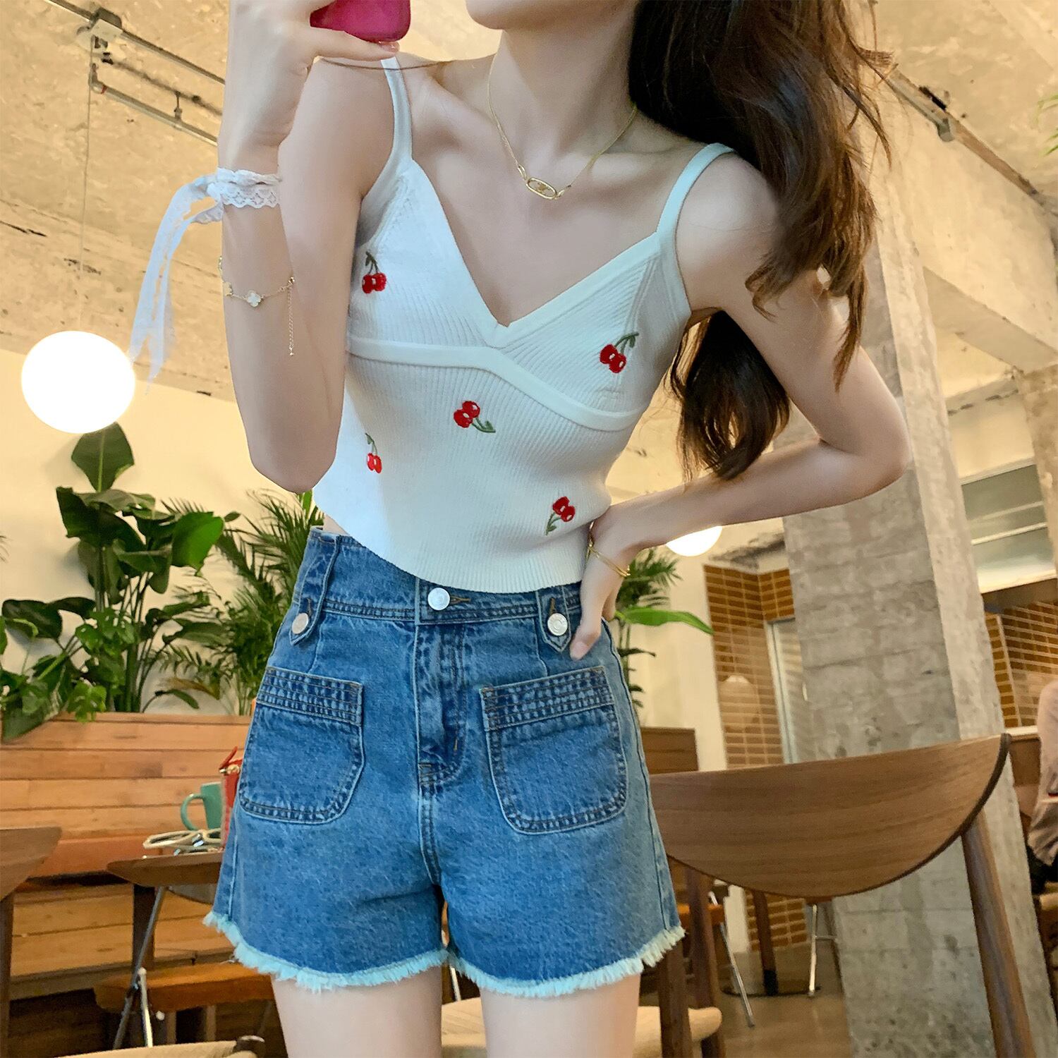 ロングサマースタイルハイウェストウェストスリムブルーショーツ レディースパンツ 夏物 ブルマー HUCHUJING94134214794