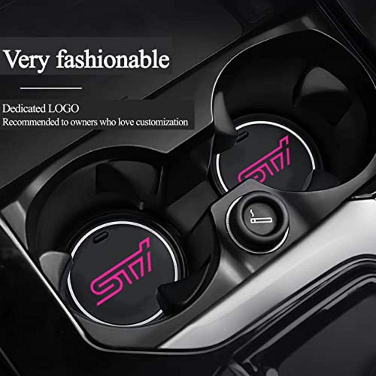 STI スバル ノンスリップ コースター レヴォーグ レガシィ フォレスター インプレッサスポーツ XV B4 BRZ G4 ドリンクホルダー用 発光 (スバル)