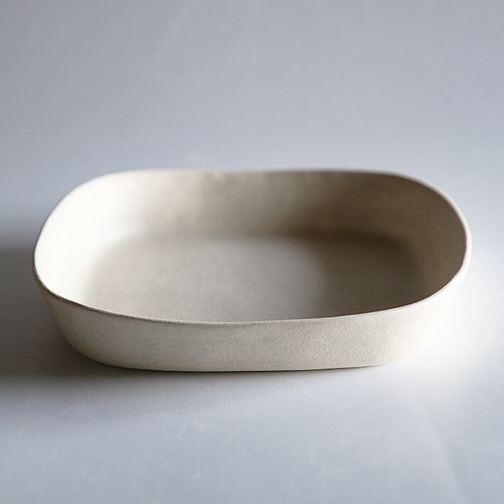 スクエアカーブボウル(白灰化粧)