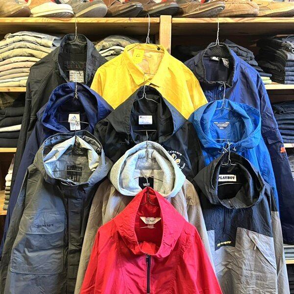 1点物◇GAP系オールドネイビー黒ナイロンジャケット中古ビッグサイズ