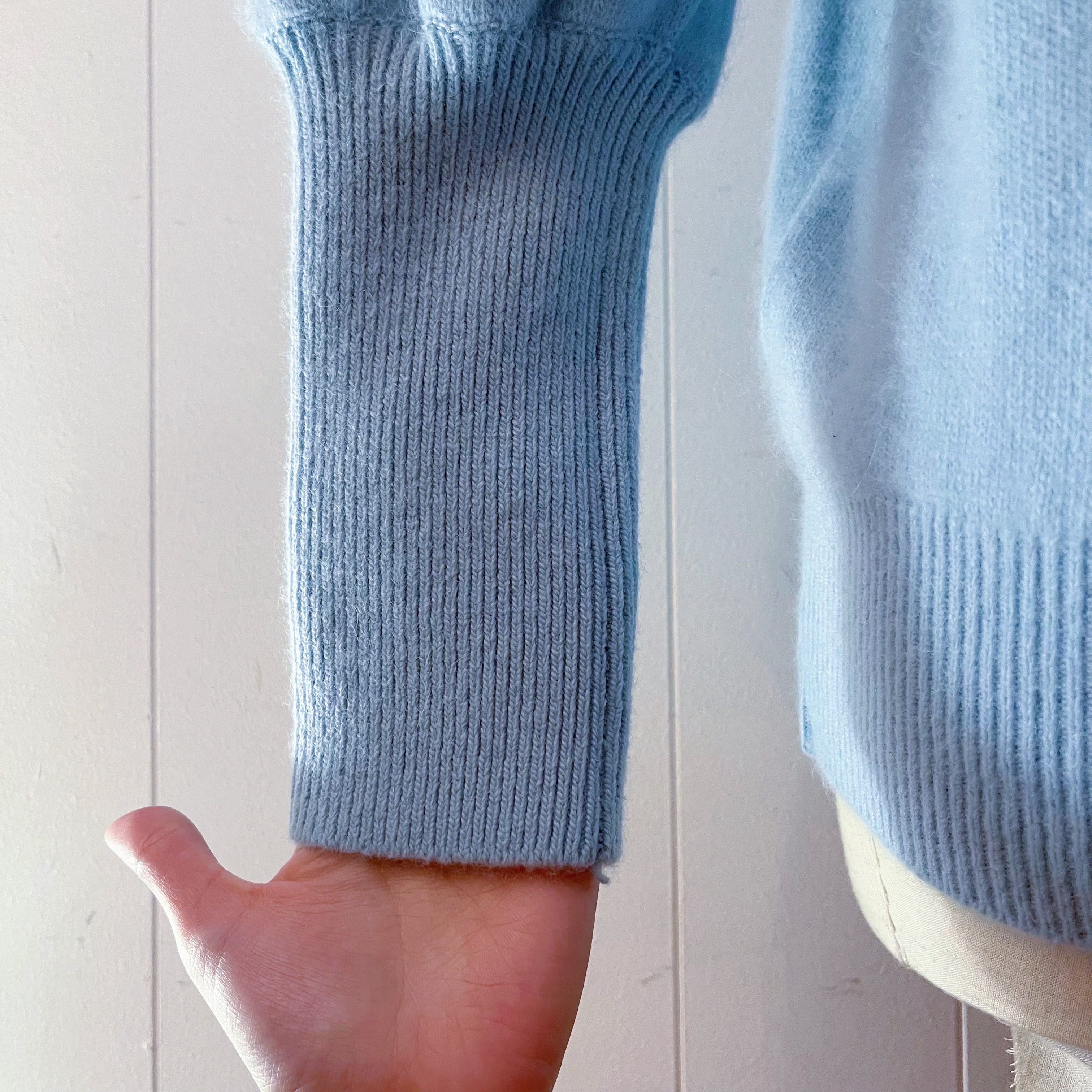light blue rose knit sweater