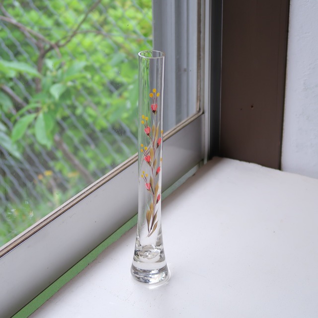 お花のペイントの花瓶-細長