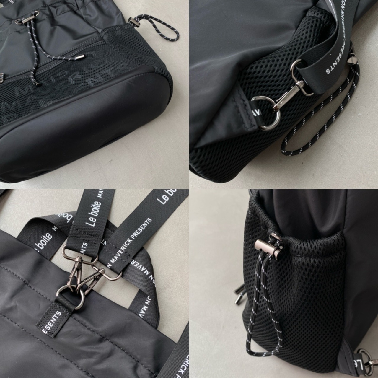 【受注予約：7月中旬入荷予定】nylon drawstring bag/black