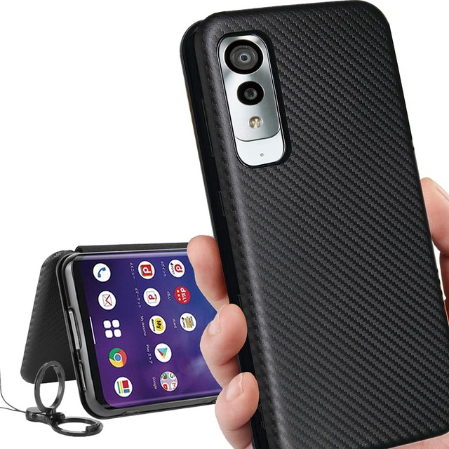 京セラ android One S8 ケース 手帳型 ワイモバイル アンドロイド oneS8 ケース ワンS8 手帳型 スマホケース 手帳ケース スマホケース one S8 ケース 手帳 one S8 ケース 【iCoverCase】 外:炭素繊維 ハードケース カバー 内:TPUケース 耐衝撃 携帯カバー スマホケース 指紋防止 軽量 ストラップ 同梱 ブラック