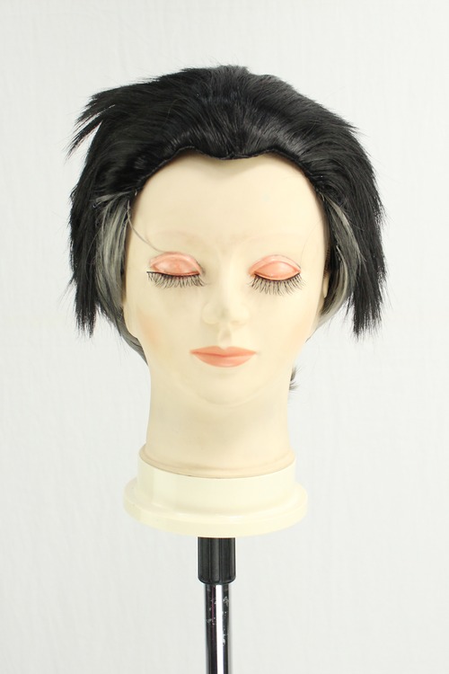 コスプレ耐熱ウィッグ ブラック グレー オールバック ショートウィッグ ★鬼滅の刃/悲鳴嶼行冥 等 ★即納品★