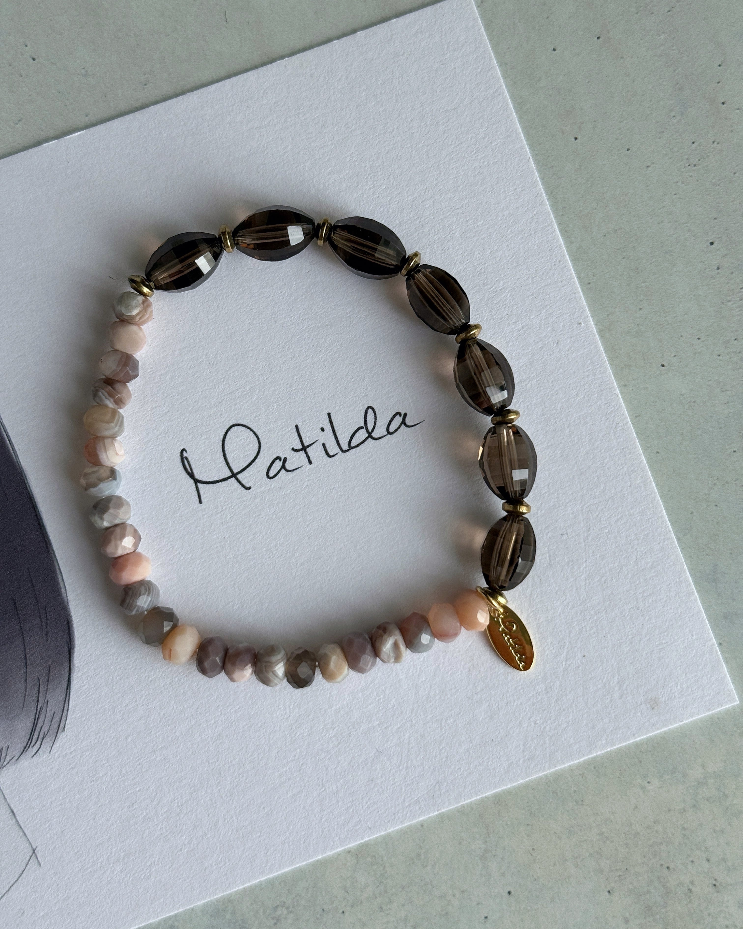 【再販】bicolor bracelet(スモーキークォーツ×ボツワナアゲート)