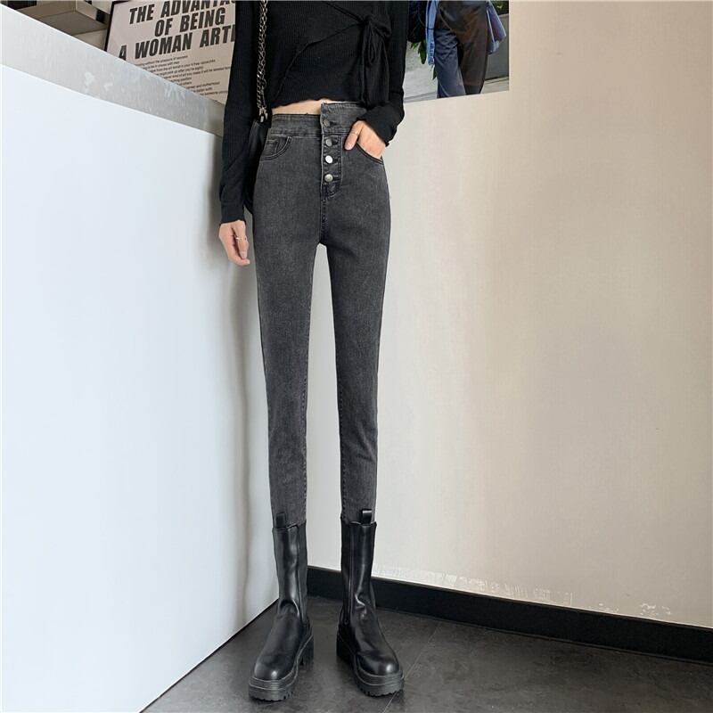 ストレッチスタンダードハイウェストパンツ ジーンズ スプリング レトロ エラスティック 伸縮 春物 YY-ファッション21081016305