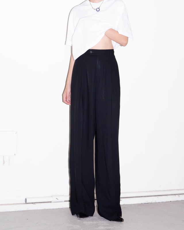 1990s tropical wool tucked wide trousers