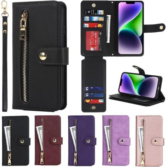 Eastwave アイフォン For iPhone 15 ケース 手帳型 For iPhone15 カバー 手帳 case 革レザー 柔らかいTPU 財布型 カード収納 小銭入 れ スタンド機能 マグネットバックル付き 全面保護 5色 ブラック 2115