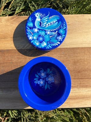 ペトリキウカ塗り　木製小物入れ・ジュエリーボックス（ティモシェンコ作）ウクライナ製