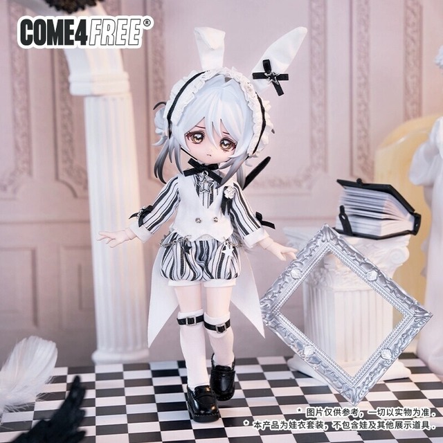 ドール用服セット 「绒兔之星」ホワイト系 12分/ ob11用衣装セット COME4FREE