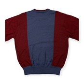 90s PEARLY GATES パーリーゲイツ ロゴ入り ウールニットセーター F フリーサイズ/レッド系×ブルー系/日本製/ゴルフ/ビンテージ
