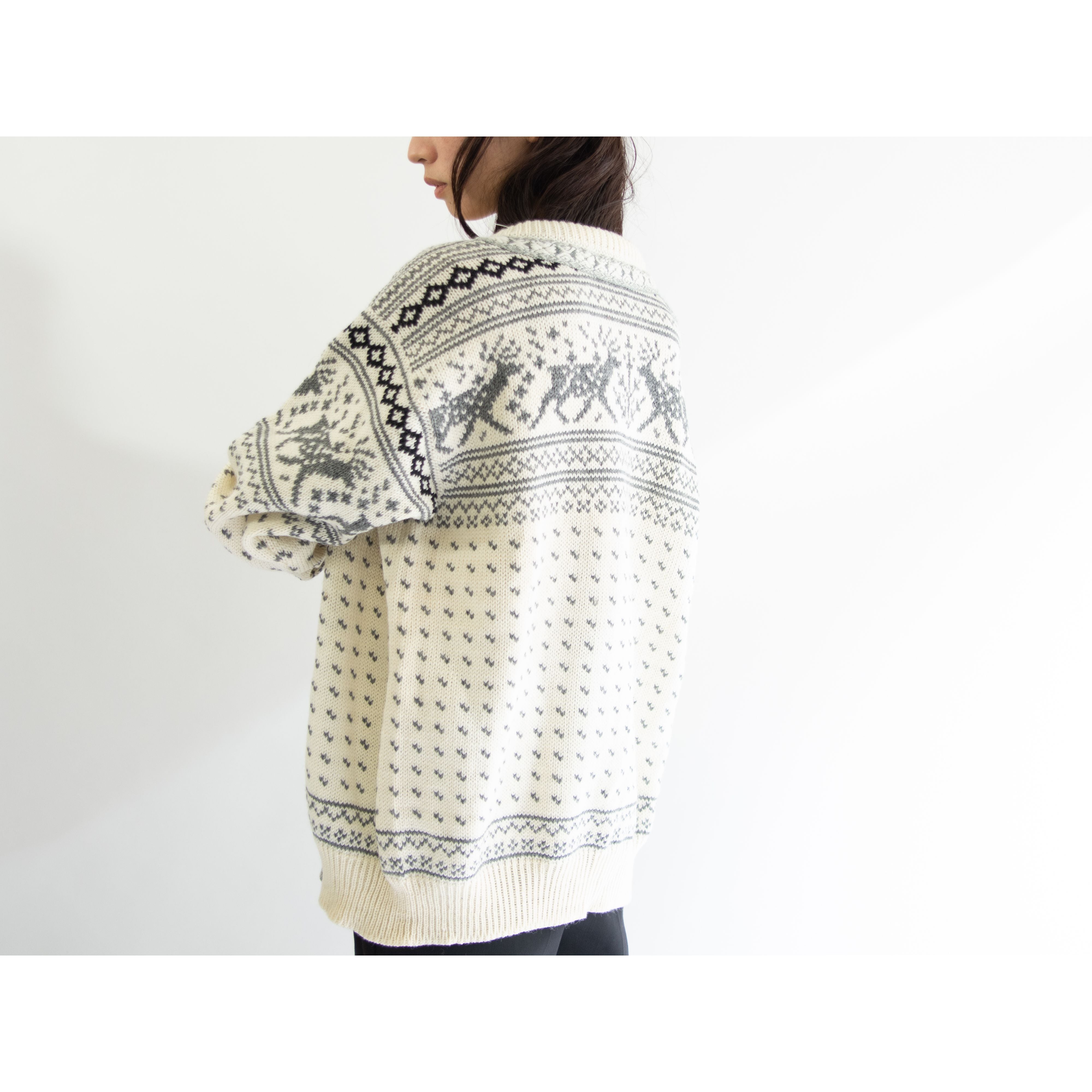 DALE of NORWAY】80's Dead Stock 100% Wool Nordic Cardigan（ダーレ