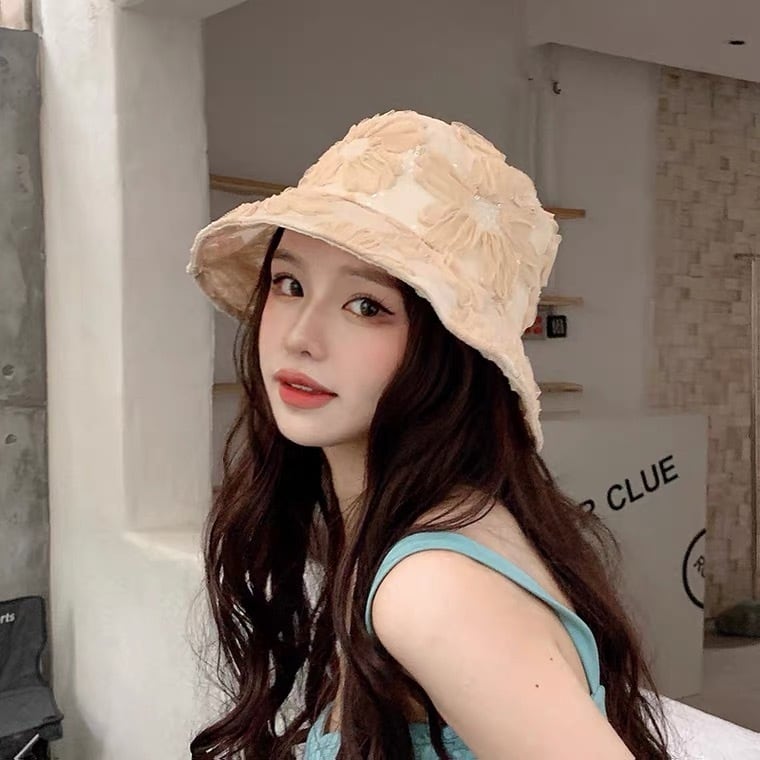 送料無料 オーガンジーフラワーバケットハット 2色 ベージュ ホワイト オーガンジー フラワー バケット ハット 帽子 バケハ バケットハット 上品 優雅 エレガント レディース おしゃれ ファッション Glavie