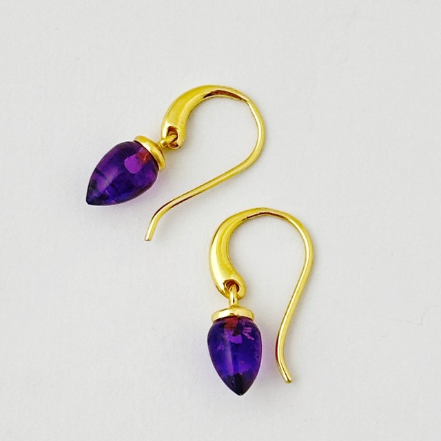 Gold Coating アメジスト灯火（ともしび）フックピアスピアス