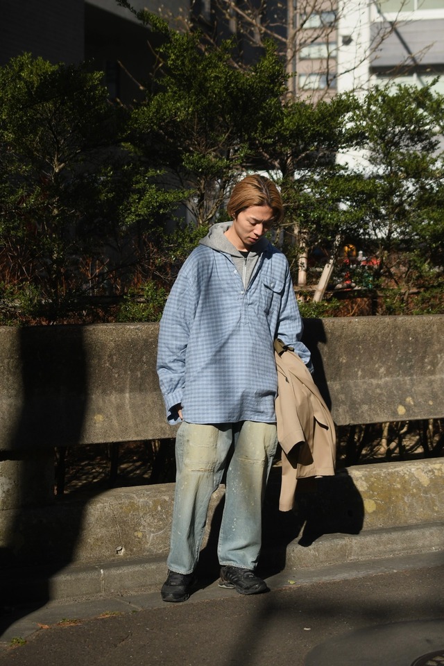 INDIVIDUALIZED SHIRTS / Ex Cotton Casemere pullover shirt (Blue graph check)