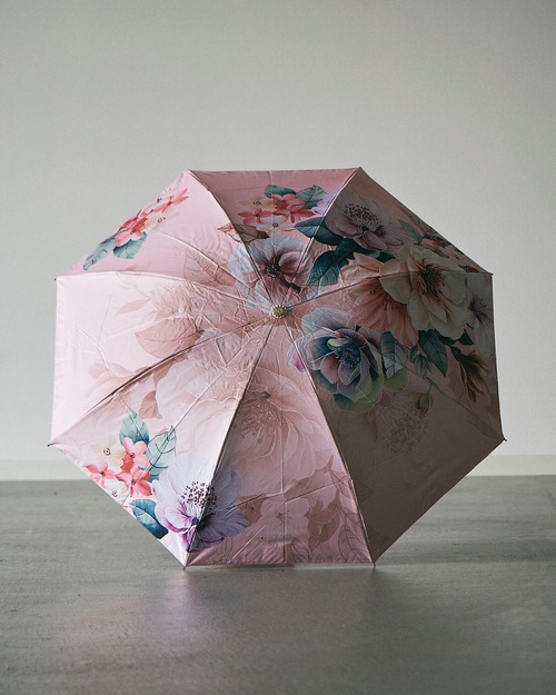 ピンクの花束　三つ折り傘　[sam038]