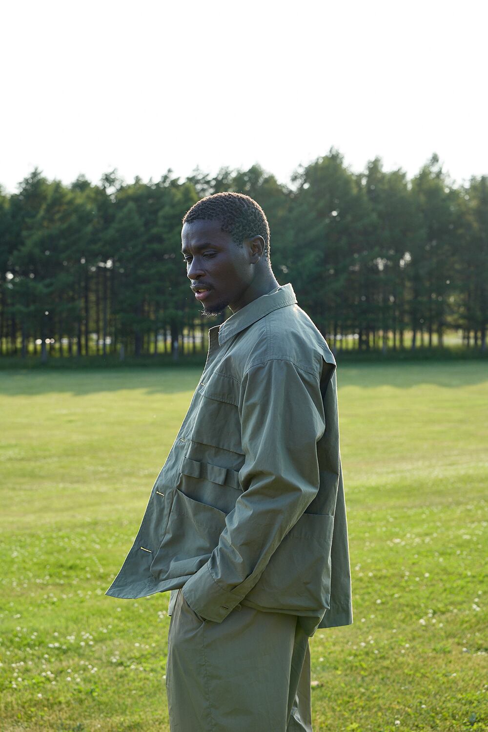 POSTELEGANT “ High Count Cotton Garden Jacket ( Mil Green )” | H.inch