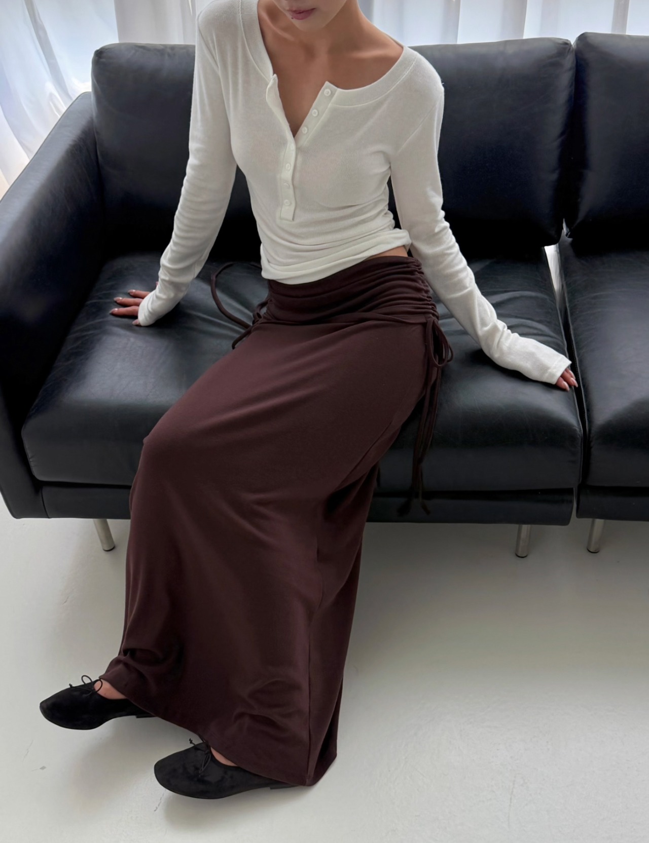 【新作5%OFF・3日間】Side-Shirring Stretch Skirt_3colors