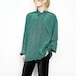 USA VINTAGE PRIVATE GREEN COLOR EMBROIDERY JACQUARD DESIGN SILK SHIRT/アメリカ古着グリーンカラージャガード刺繍デザインシルクシャツ