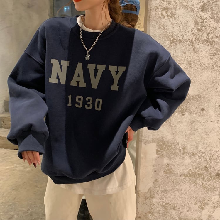 ネイビー NAVY トレーナー フリーサイズ グレー ブラウン 長袖