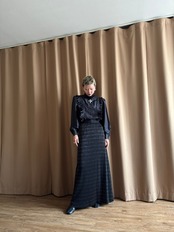 mode black frill shirt-4620-4【ブローチ付属商品】