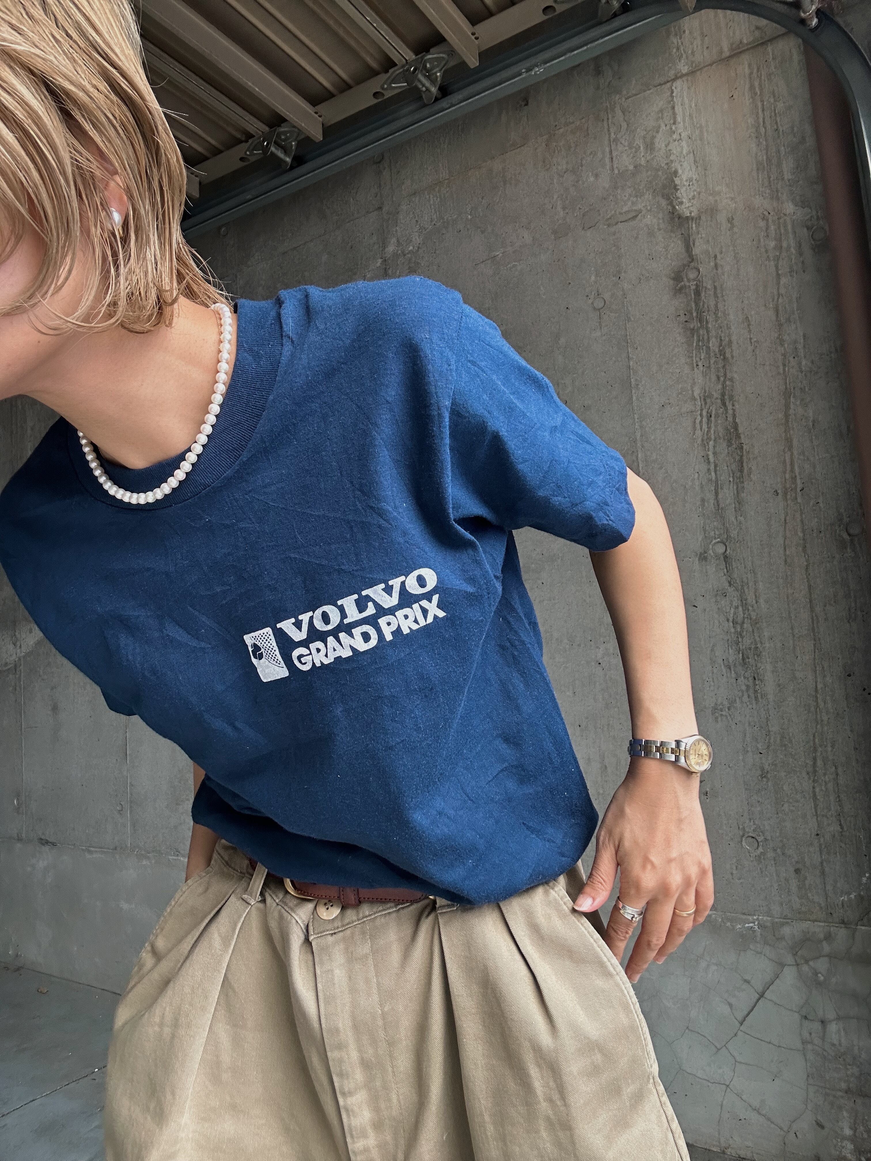 (CS1870)80‘s SCREEN STARS printed t-shirt “VOLVO GRANDPRIX“ made in USA