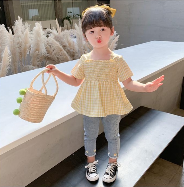 【大人顔負けセットアップ☆キッズ トップス デニム】トップス ボトムス 子供 セットアップ 2点セット Tシャツ デニム チュニック パンツ 春 夏 秋 冬 キッズファッション 可愛い 保育園 通園 幼稚園 小学生 送料無料