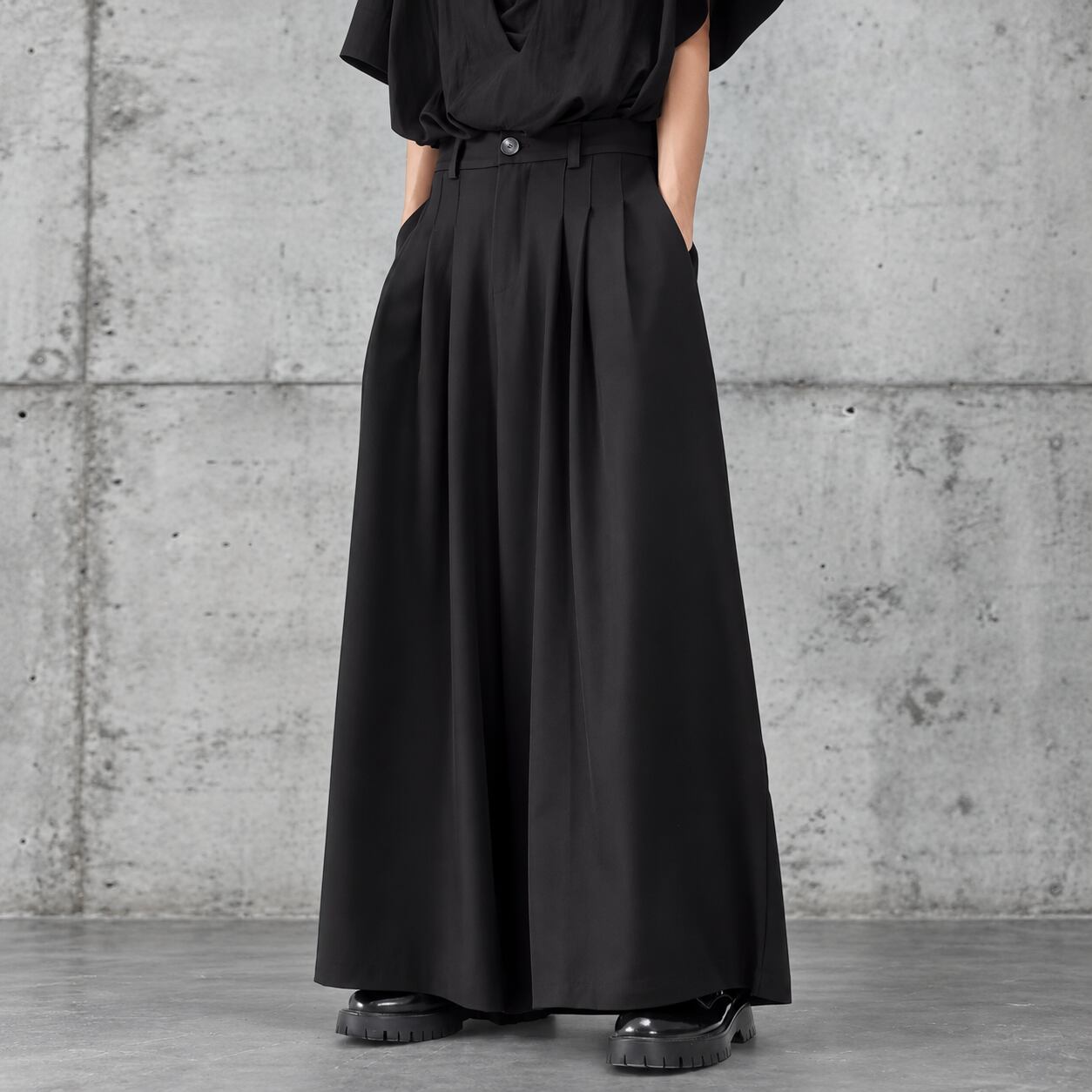 【ORV0003】Draped Pleated Wide-Leg Trousers